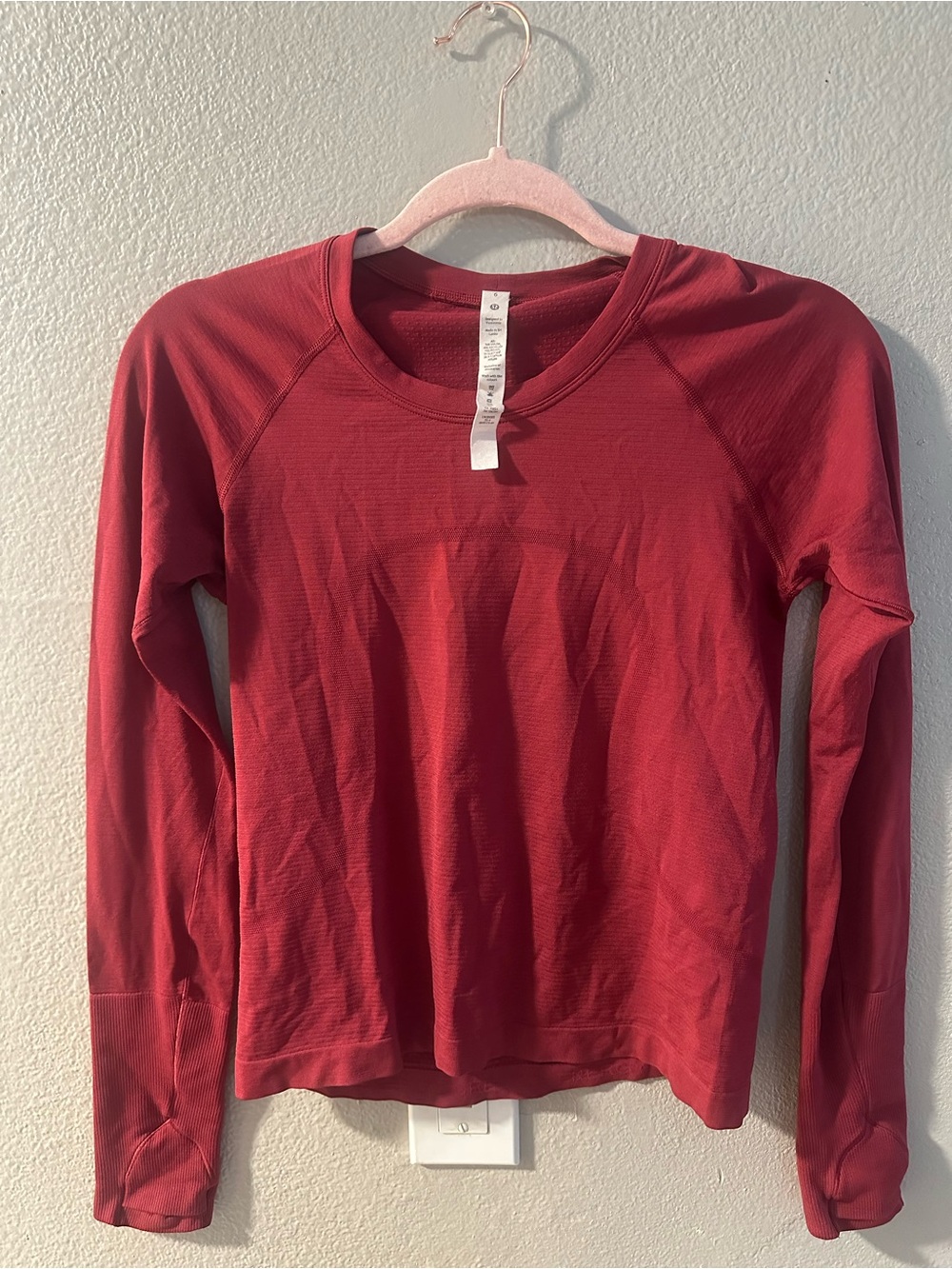 lululemon athletica Long Sleeve Crew Top - Deep Red